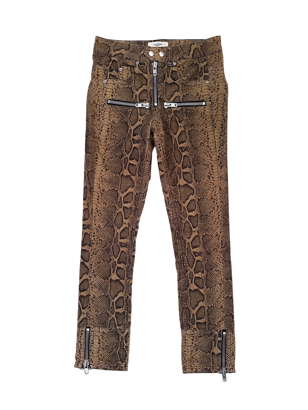 Isabel Marant Etoile Snakskin Corduroy Moto Pants Ochre size 2